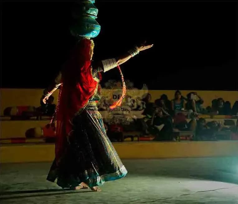 Kalbeliya dancer performing at night