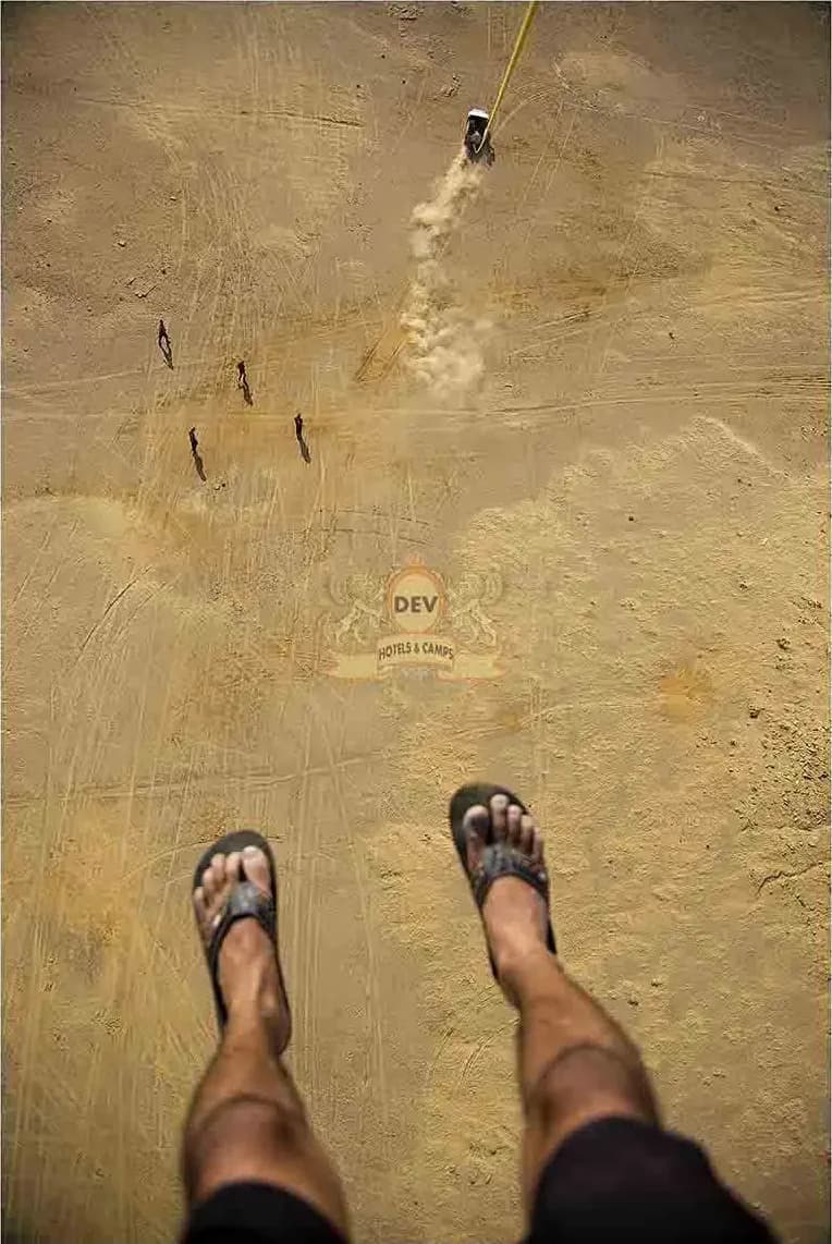 Looking down from the parasail