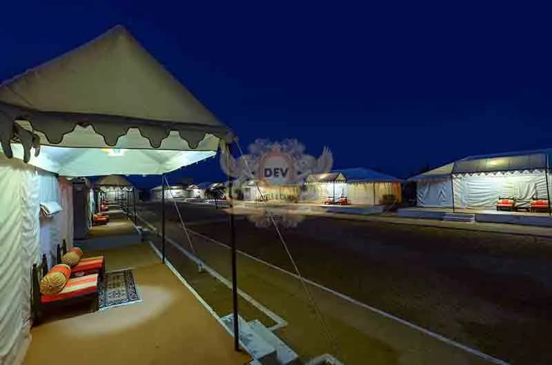 Tent row at night