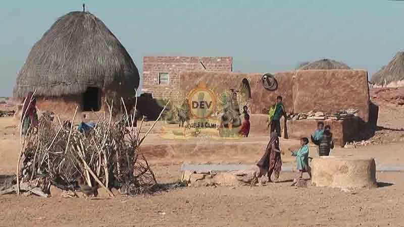 Thatched hut in a desert village
