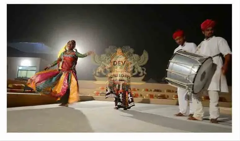 Folk dancer and drummers performing