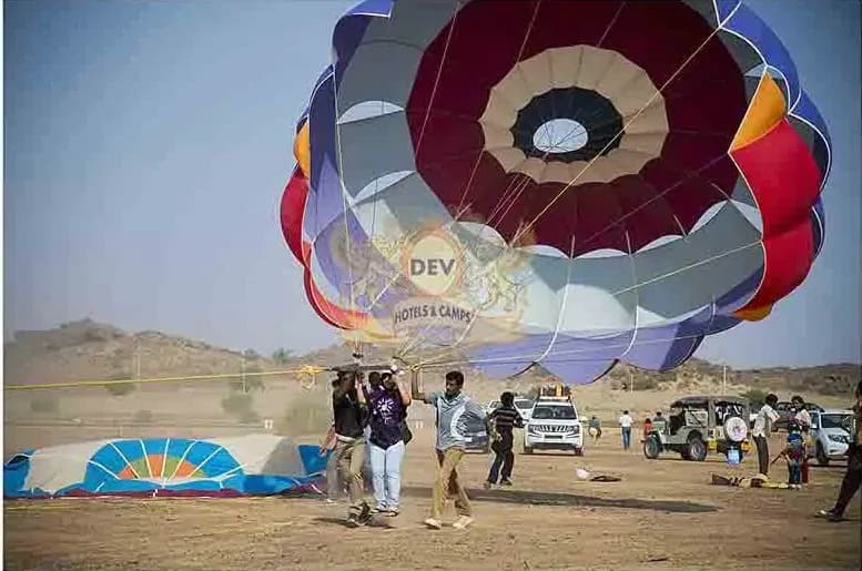 Parasail being launched on the desert flats